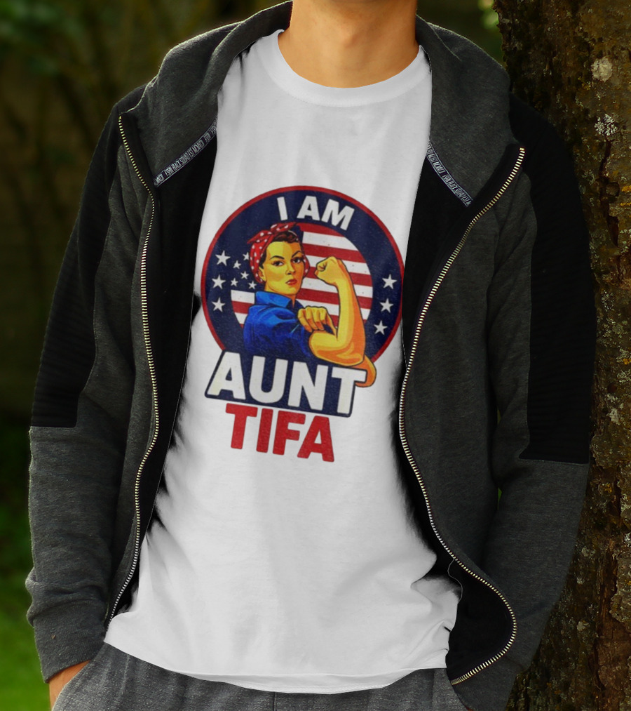 I Am Aunt Tifa Feminist Vintage American Flag T-Shirt