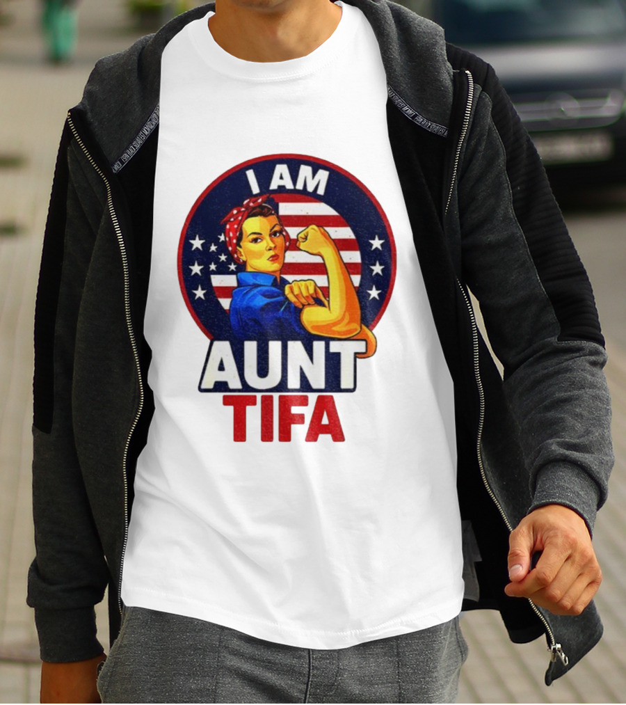 I Am Aunt Tifa Feminist Vintage American Flag T-Shirt