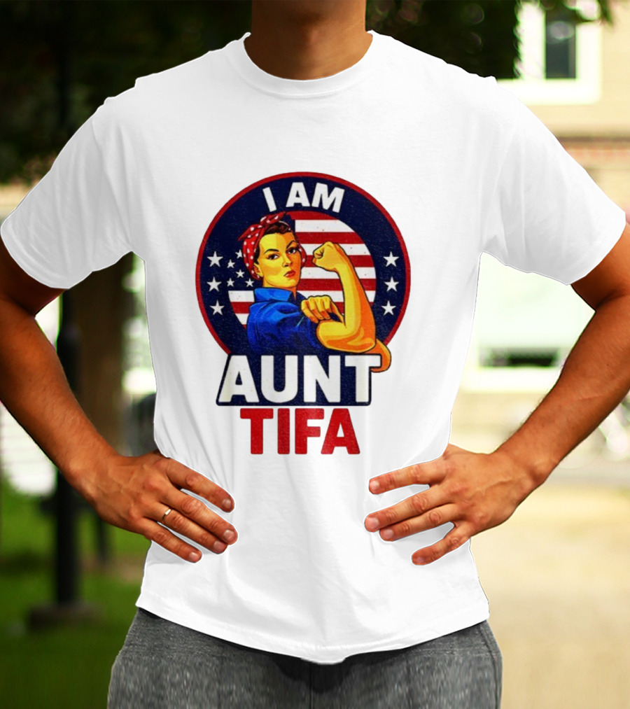 I Am Aunt Tifa Feminist Vintage American Flag T-Shirt