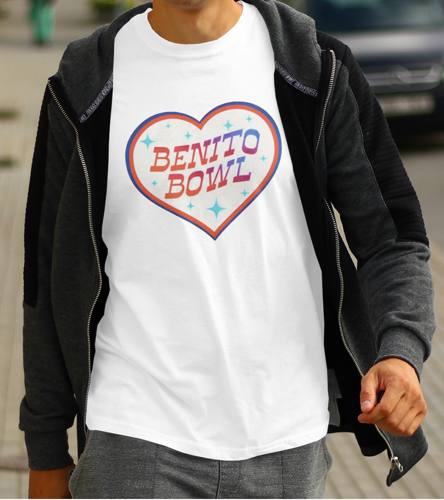 Benito Bowl Heart Design Football 2026 Super Bowl T-Shirt