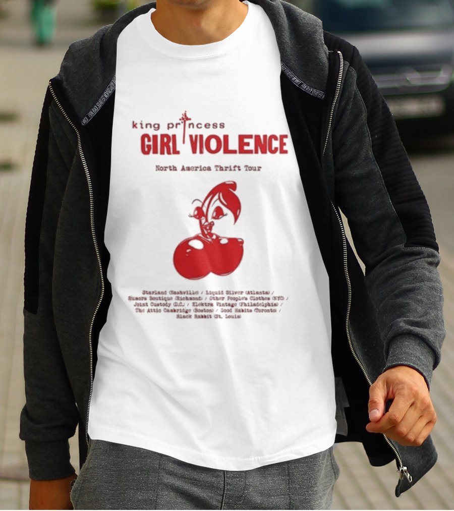 King Princess Girl Violence North America Thrift Tour Cherry Dates 2025 T-Shirt