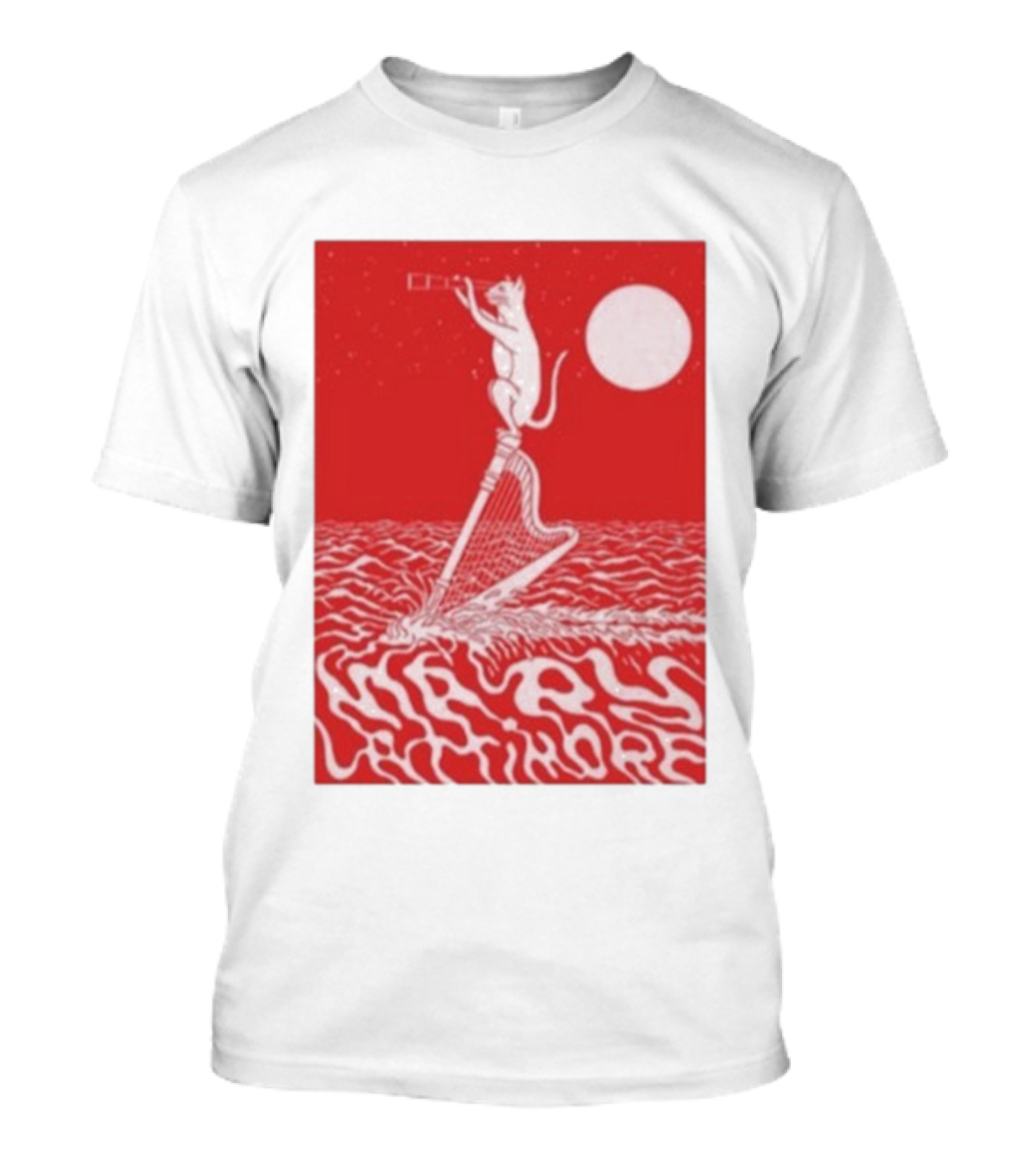 Mary Lattimore Harp Cat Under Full Moon T-Shirt