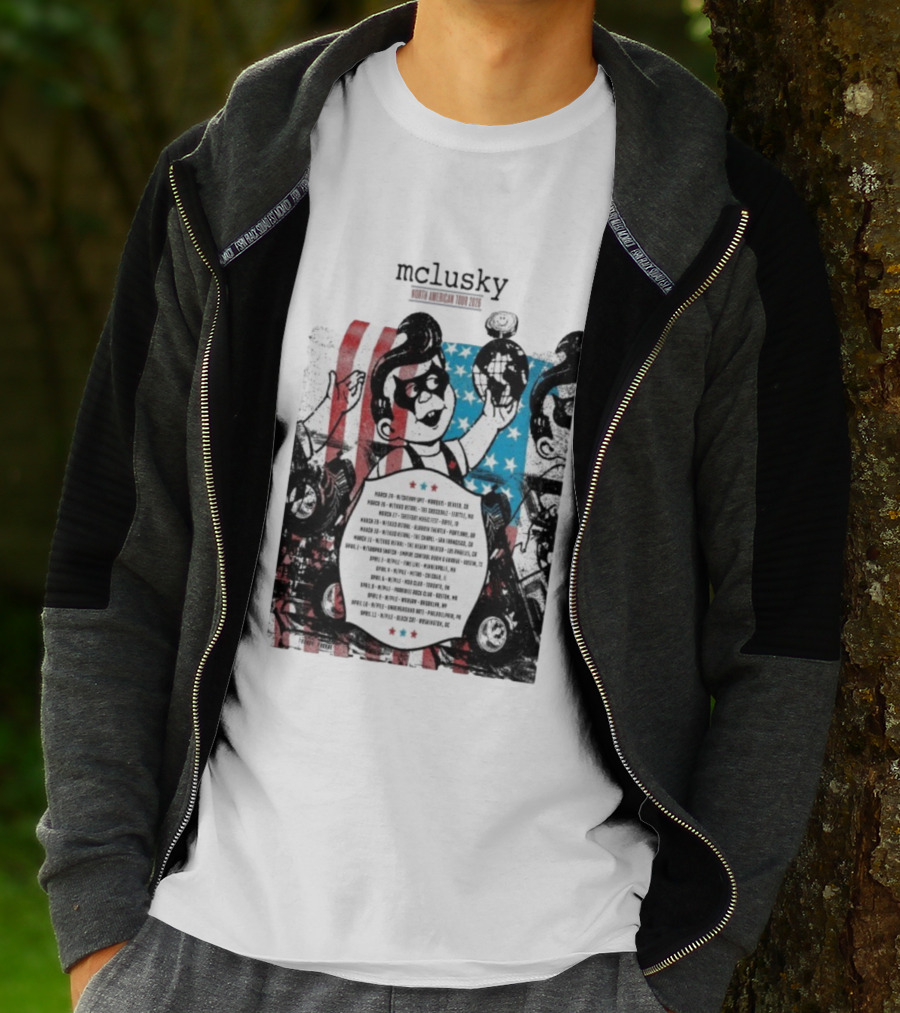 Mclusky North American 2026 Tour Red Blue Stripes March April Dates T-Shirt