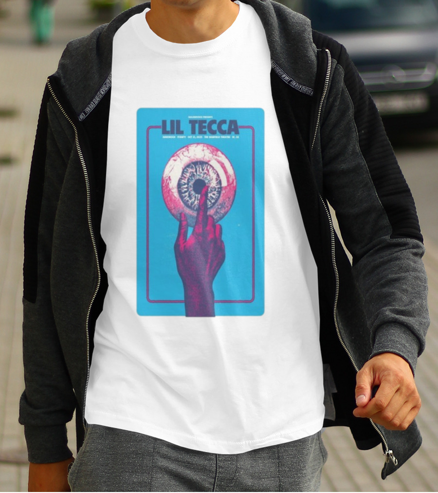 Lil Tecca Live At The Warfield Theatre San Francisco Oct 21 2025 Hand Eye Iconography T-Shirt