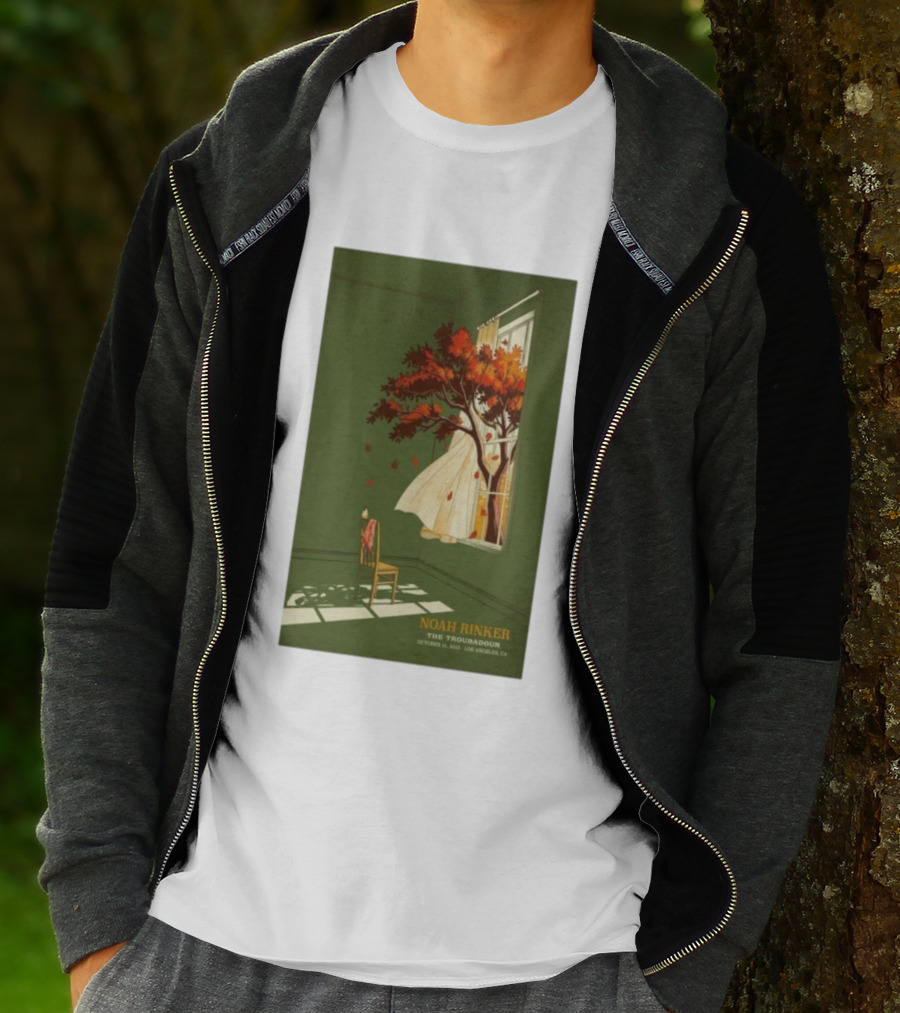 Noah Rinker The Troubadour Los Angeles Oct 21 2025 Autumn Tree Window Scene T-Shirt