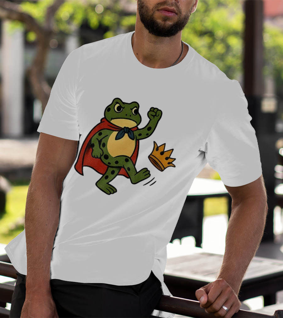 Portland Frog No Kings In America Anti Trump Kicking Crown T-Shirt