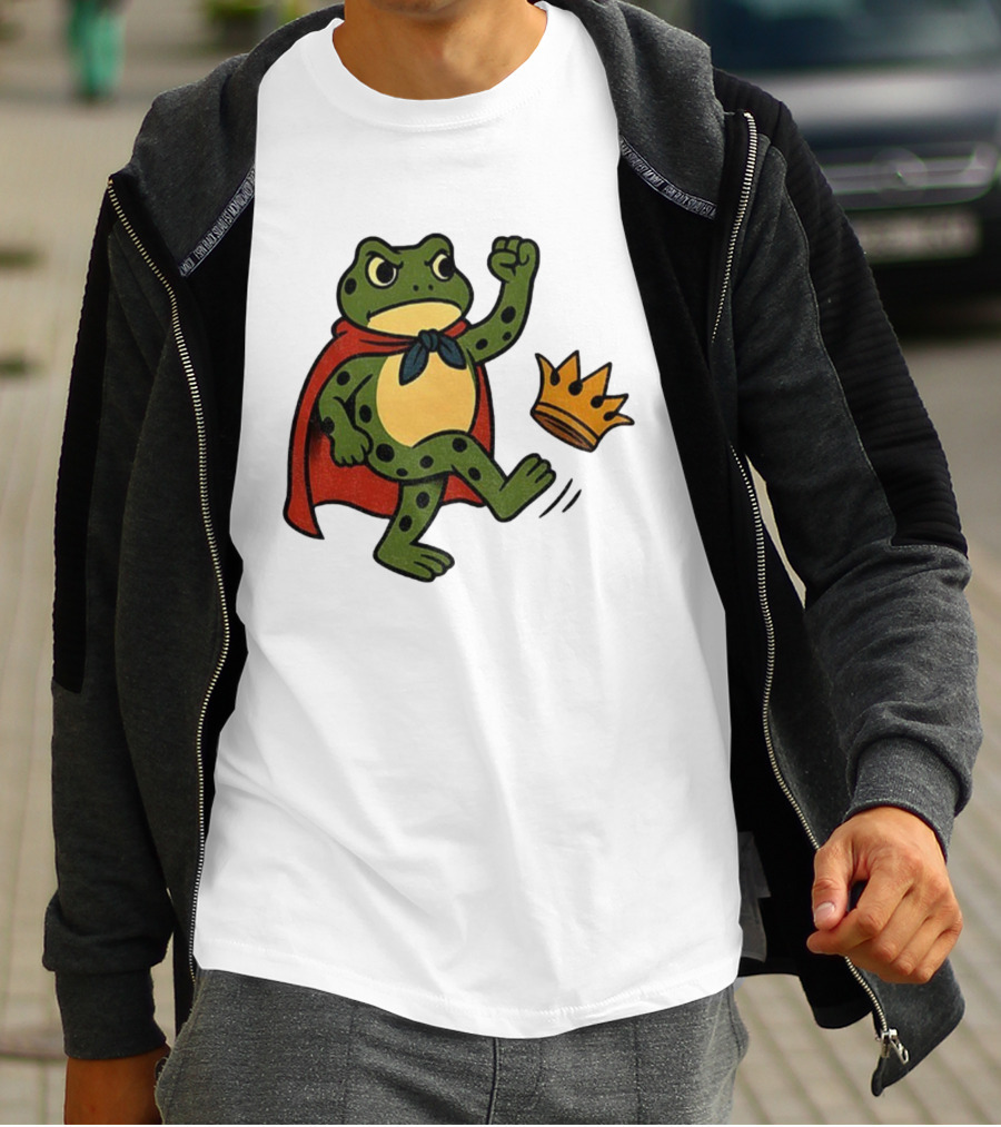 Portland Frog No Kings In America Anti Trump Kicking Crown T-Shirt