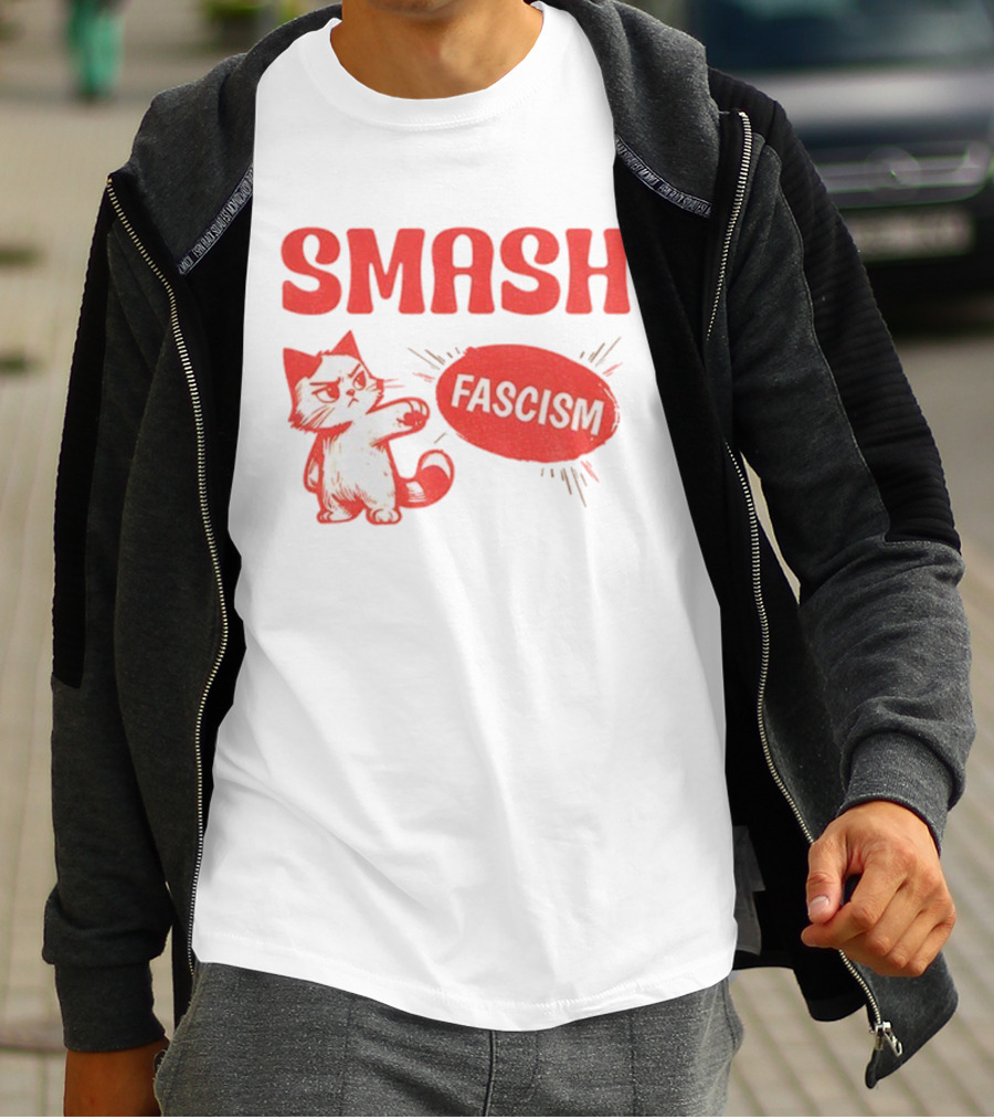 Smash Fascism Feminist Cat Paw Punch Activist Protest T-Shirt