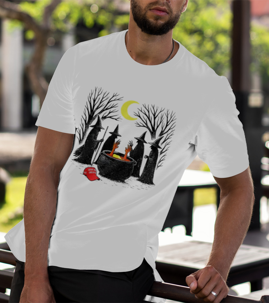 Spooky Witch Halloween Brewing Cauldron Make America Great Again Red Hat T-Shirt
