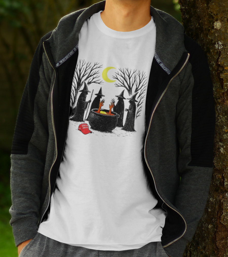 Spooky Witch Halloween Brewing Cauldron Make America Great Again Red Hat T-Shirt