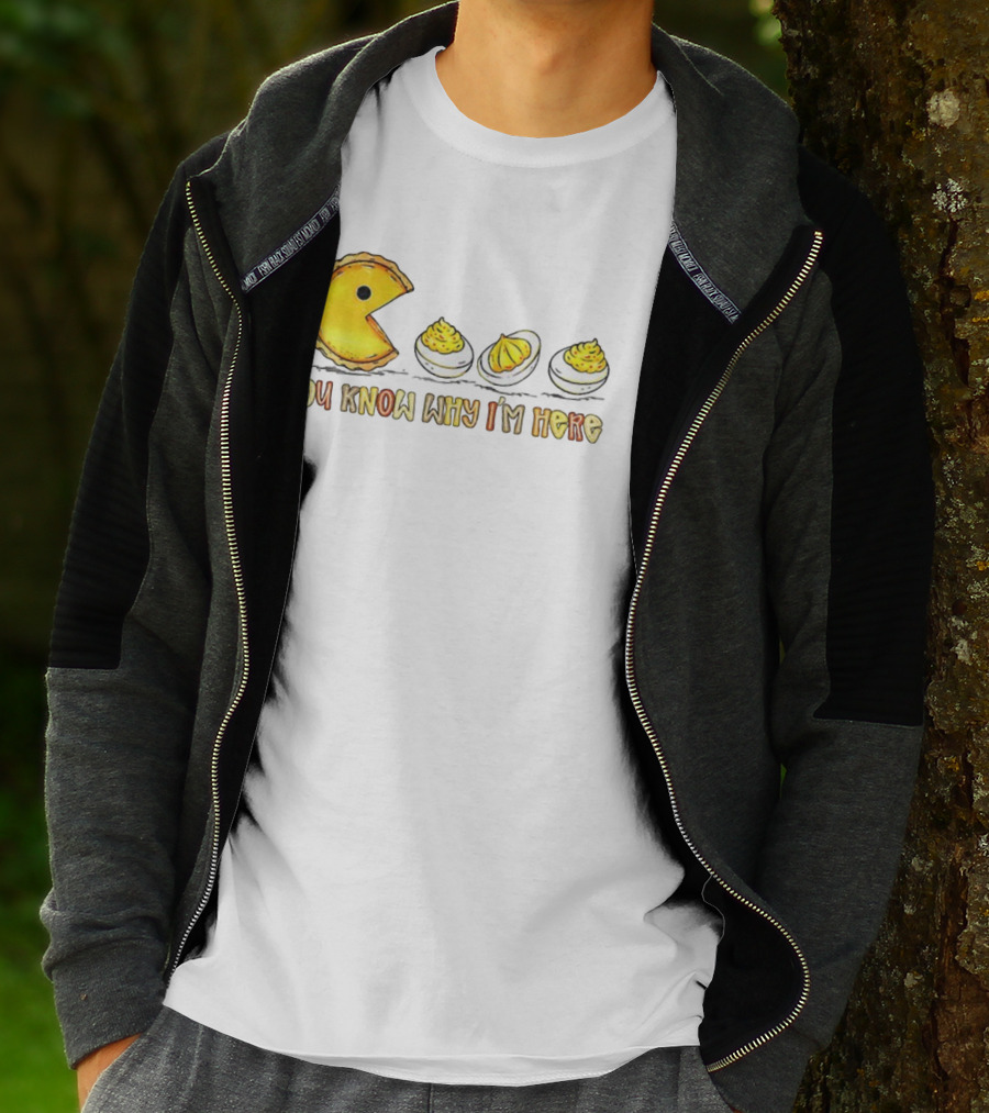 Thanksgiving Deviled Eggs Retro Pumpkin Pie Pacman You Know Why I'm Here T-Shirt