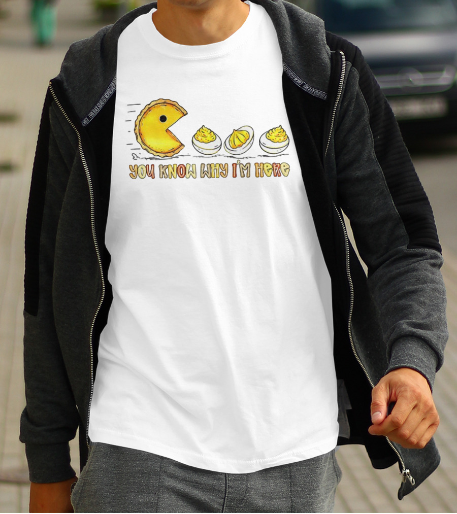 Thanksgiving Deviled Eggs Retro Pumpkin Pie Pacman You Know Why I'm Here T-Shirt