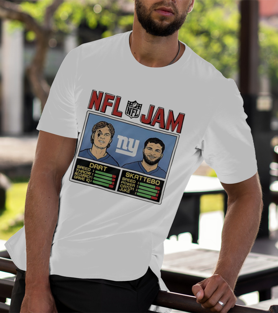 New York Giants NFL Jam Cam Skattebo Jaxson Dart Classic Video Game Theme T-Shirt