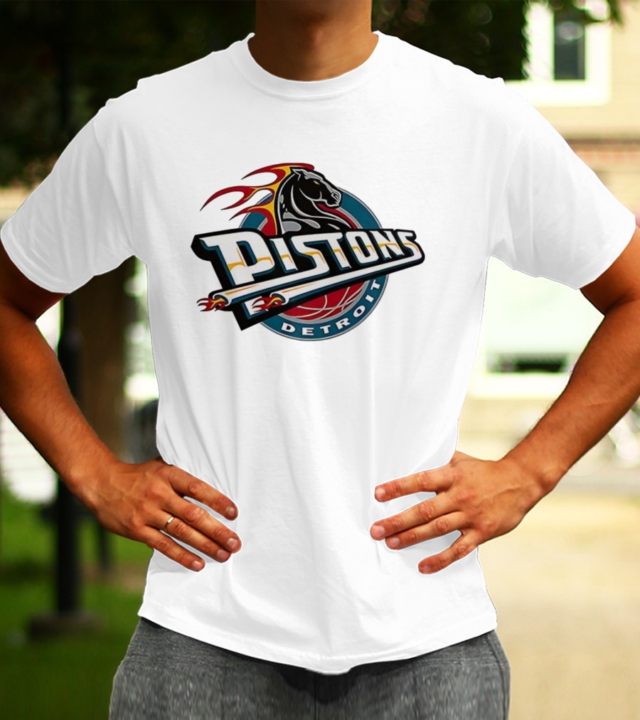 Detroit Pistons Retro Fire Horse Emblem T-Shirt