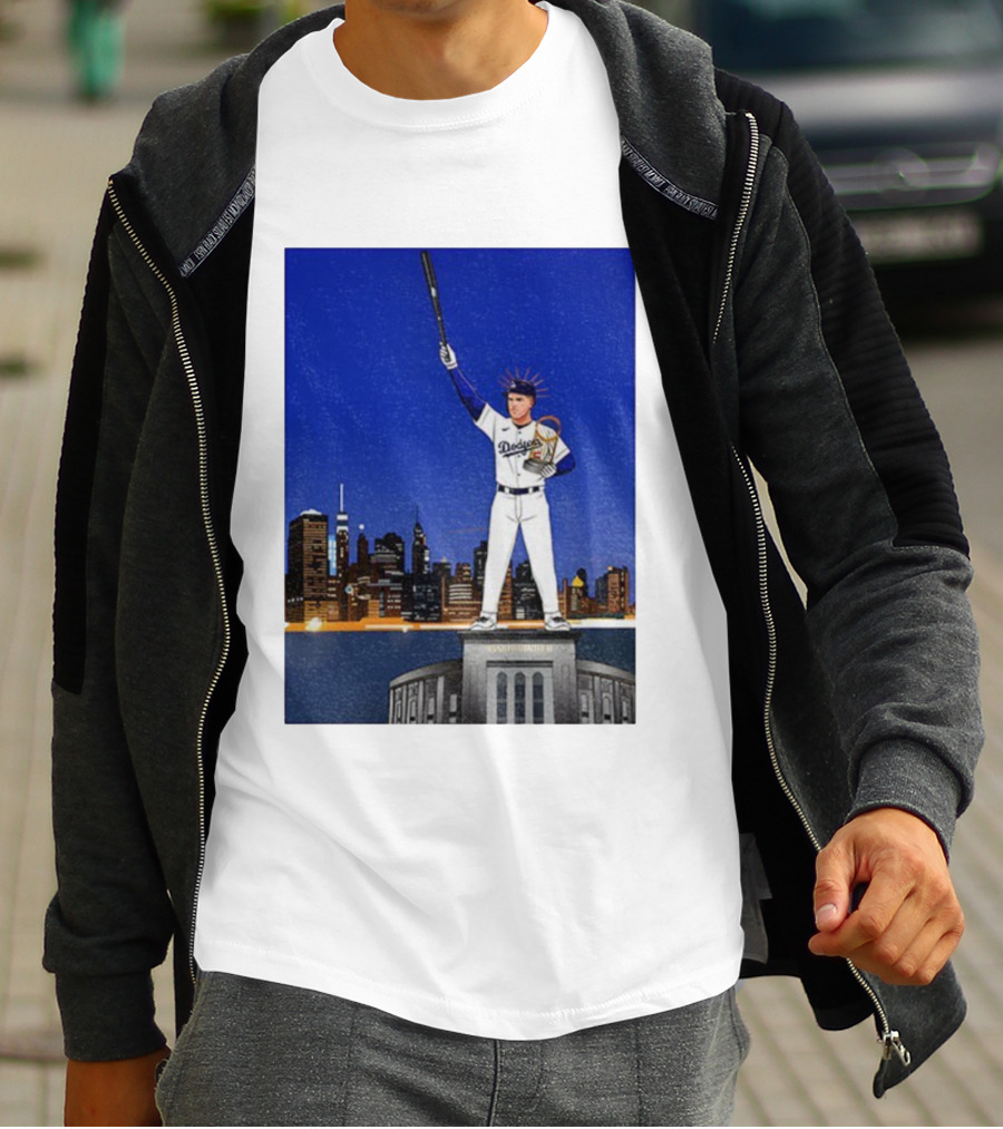 Freddie Freeman Dodgers Statue Of Liberty New York Skyline 2024 MVP T-Shirt