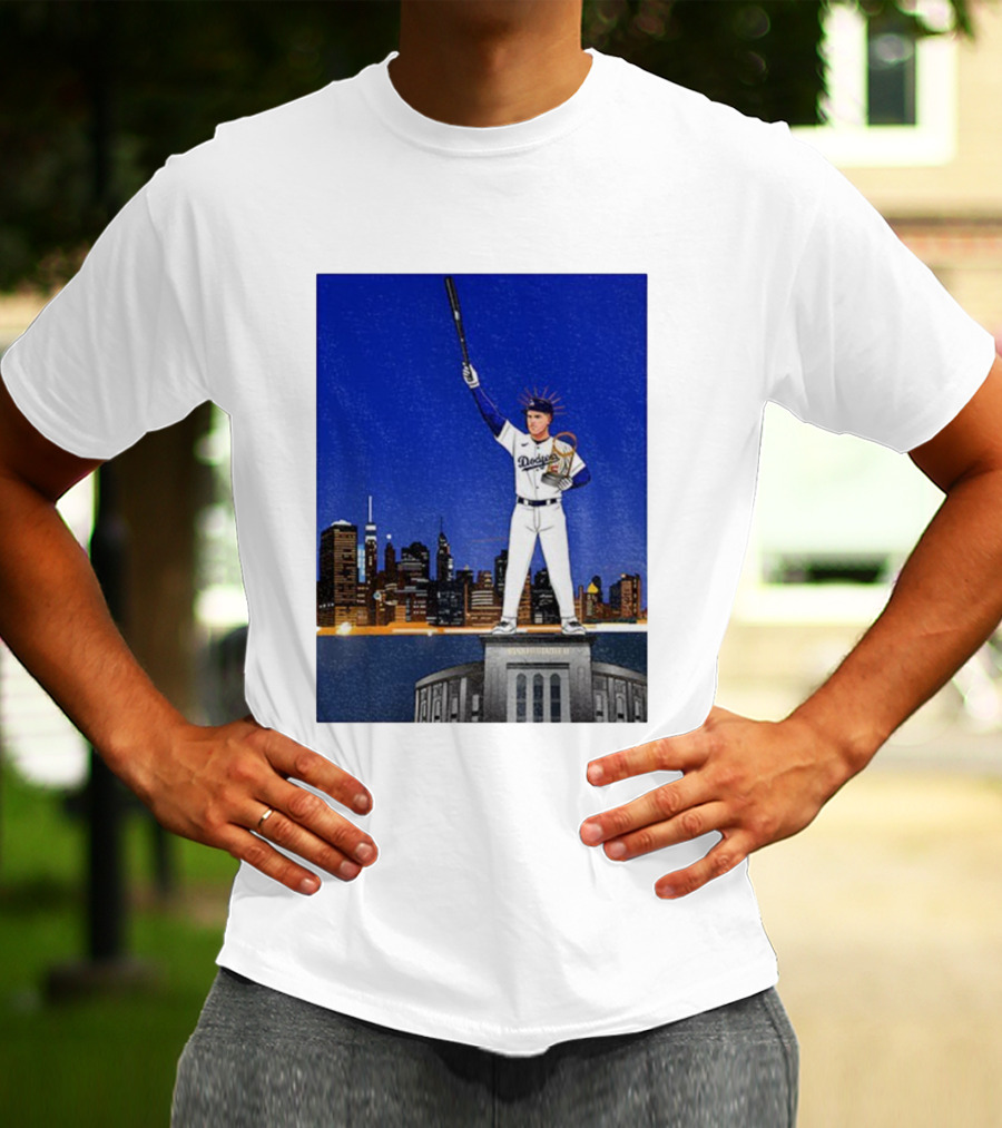Freddie Freeman Dodgers Statue Of Liberty New York Skyline 2024 MVP T-Shirt