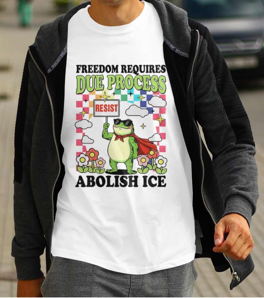 Freedom Requires Due Process Frog Resist Abolish ICE T-Shirt