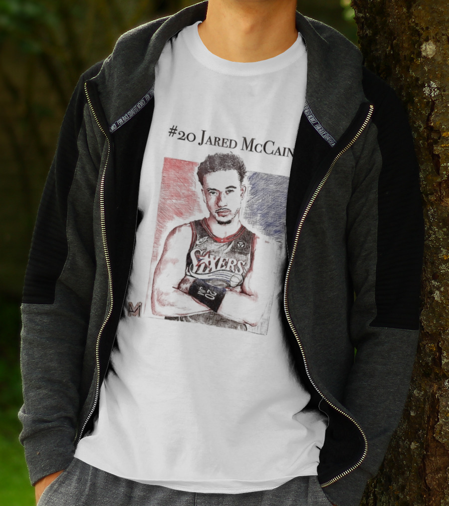 Jared McCain #20 Philadelphia 76ers Basketball Sketch T-Shirt