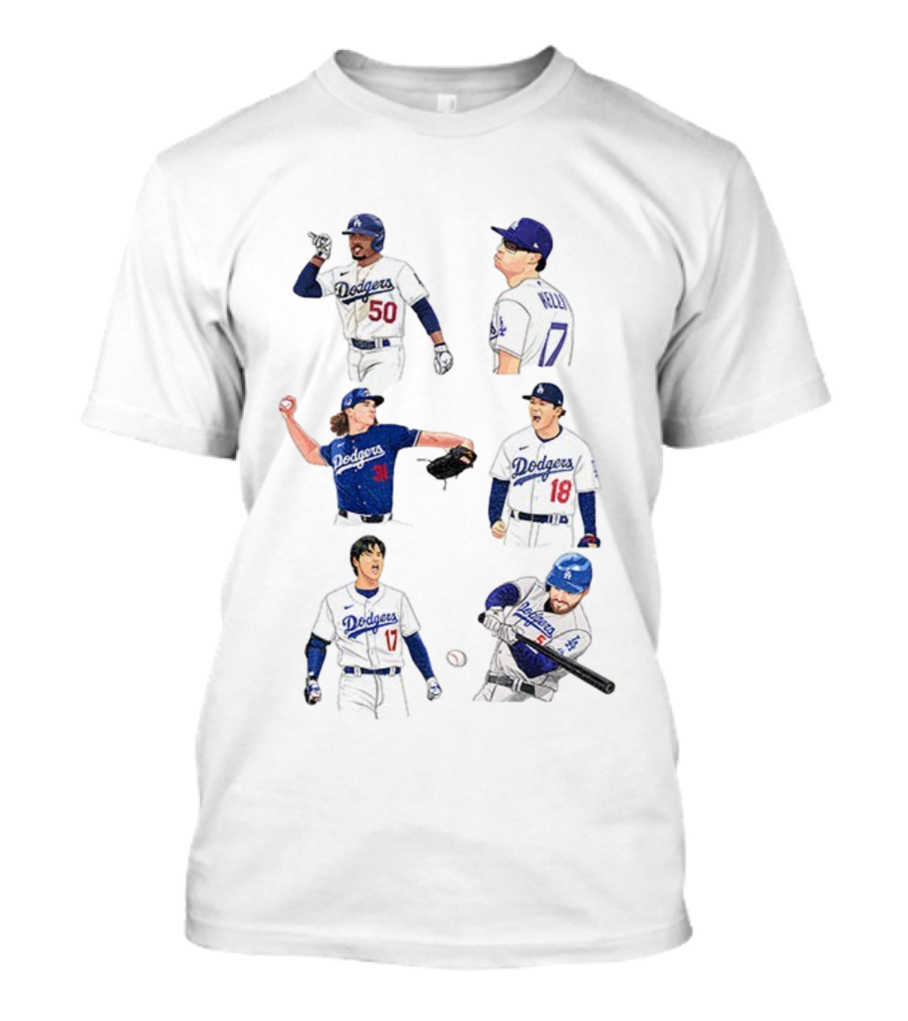 Los Angeles Dodgers Mookie Betts Freddie Freeman Clayton Kershaw MLB Baseball Squad T-Shirt