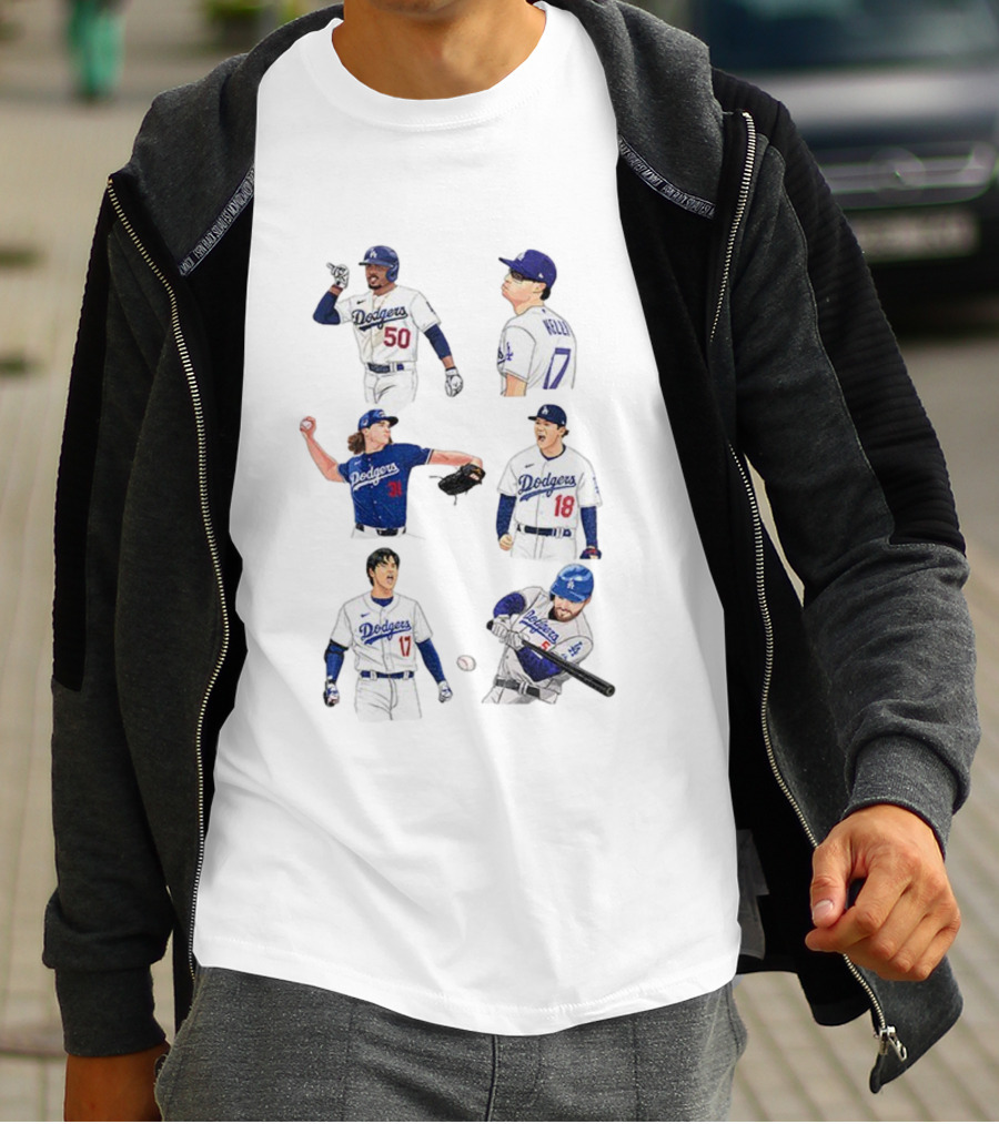 Los Angeles Dodgers Mookie Betts Freddie Freeman Clayton Kershaw MLB Baseball Squad T-Shirt