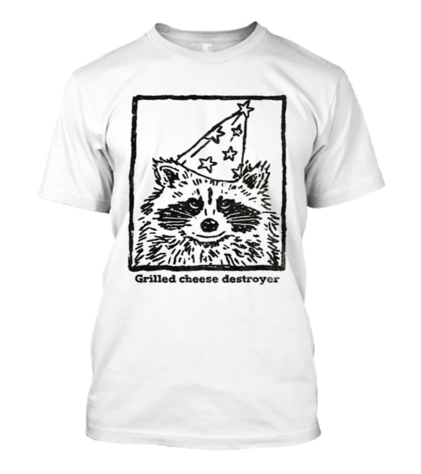 Raccoon Funny Wizard Hat Grilled Cheese Destroyer T-Shirt