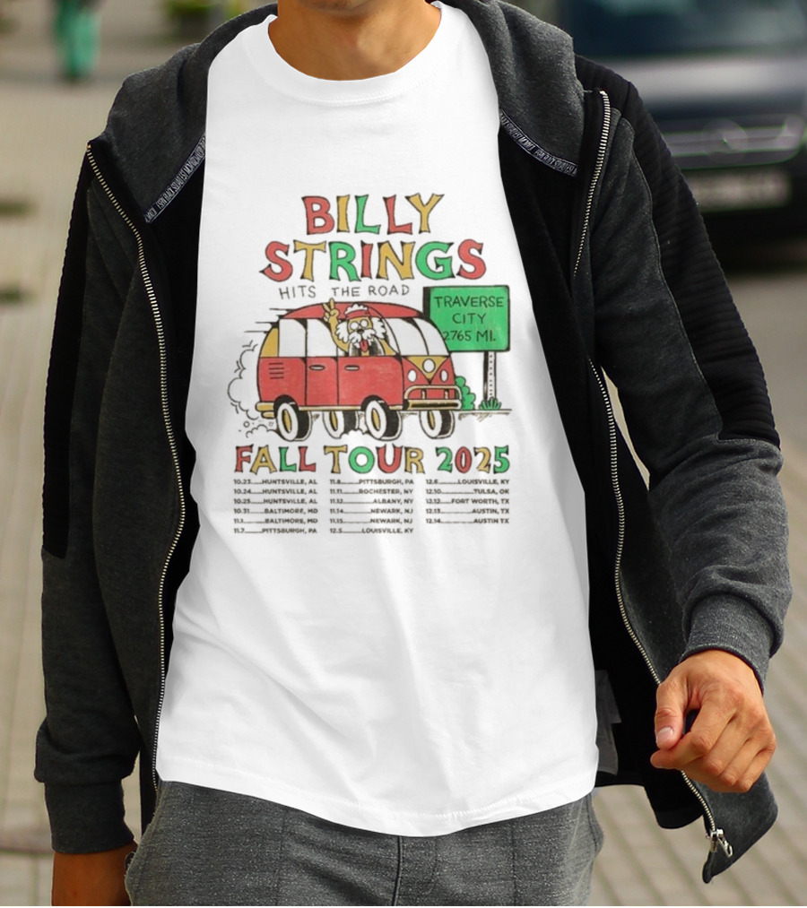 Billy Strings Hits The Road Fall Tour 2025 Traverse City Van 2765 MI T-Shirt