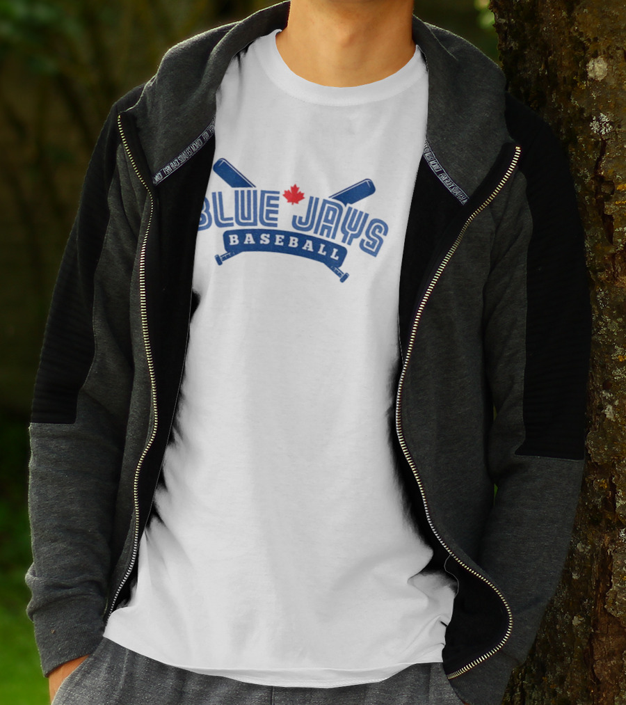 Blue Jays Baseball MLB Maple Leaf Two Bats T-Shirt