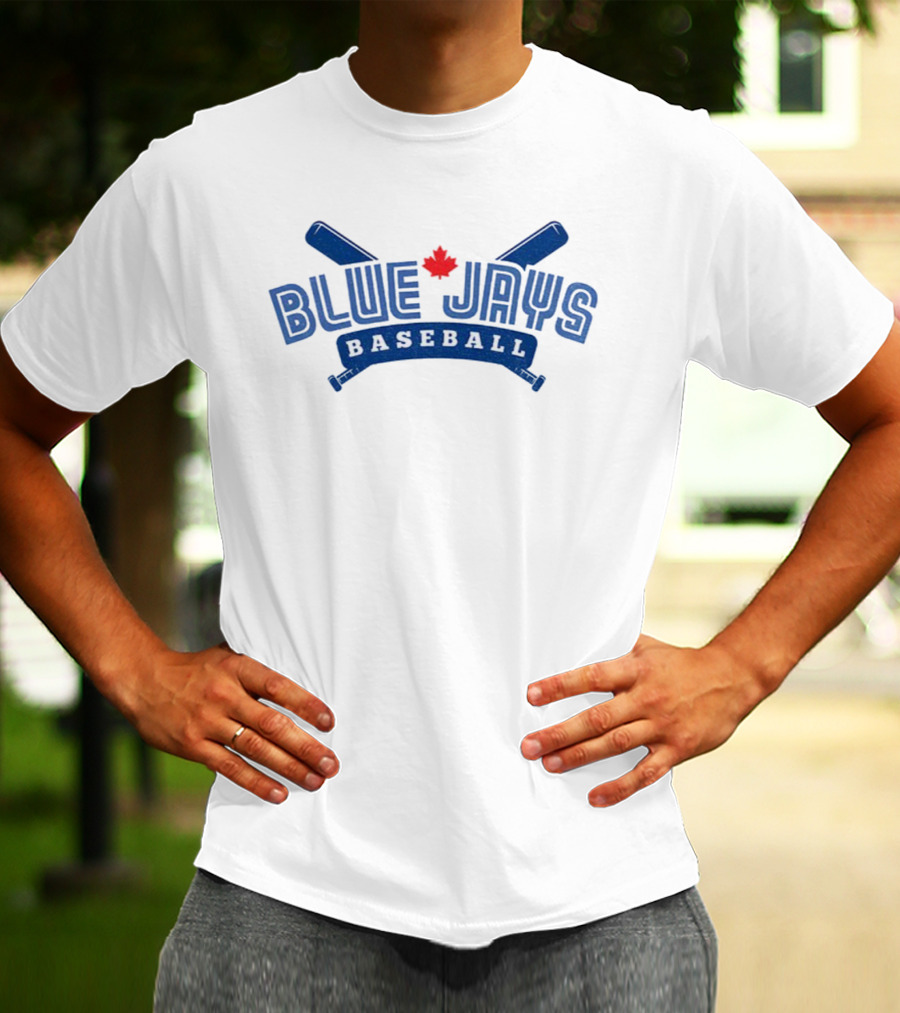 Blue Jays Baseball MLB Maple Leaf Two Bats T-Shirt