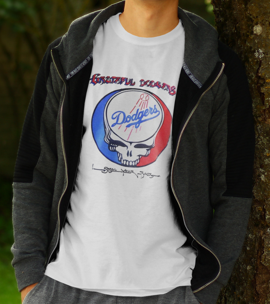 Grateful Dodgers Dodgers Skull Steal Your Base T-Shirt