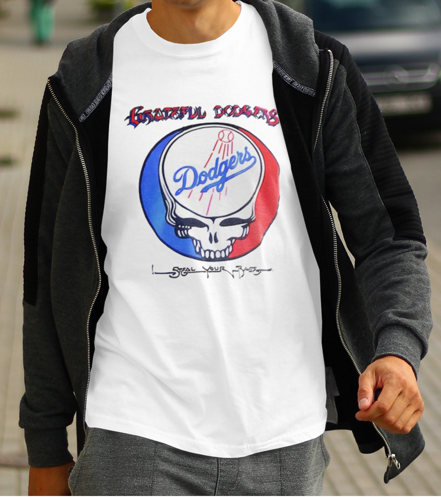 Grateful Dodgers Dodgers Skull Steal Your Base T-Shirt