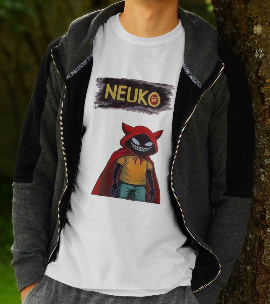 Neuko Evilhood Red Cloak Character With Mischievous Grin T-Shirt