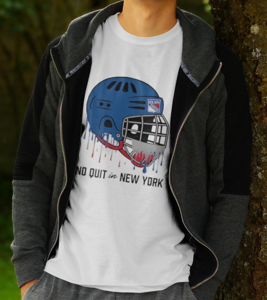 New York Rangers Drippy Helmet No Quit T-Shirt