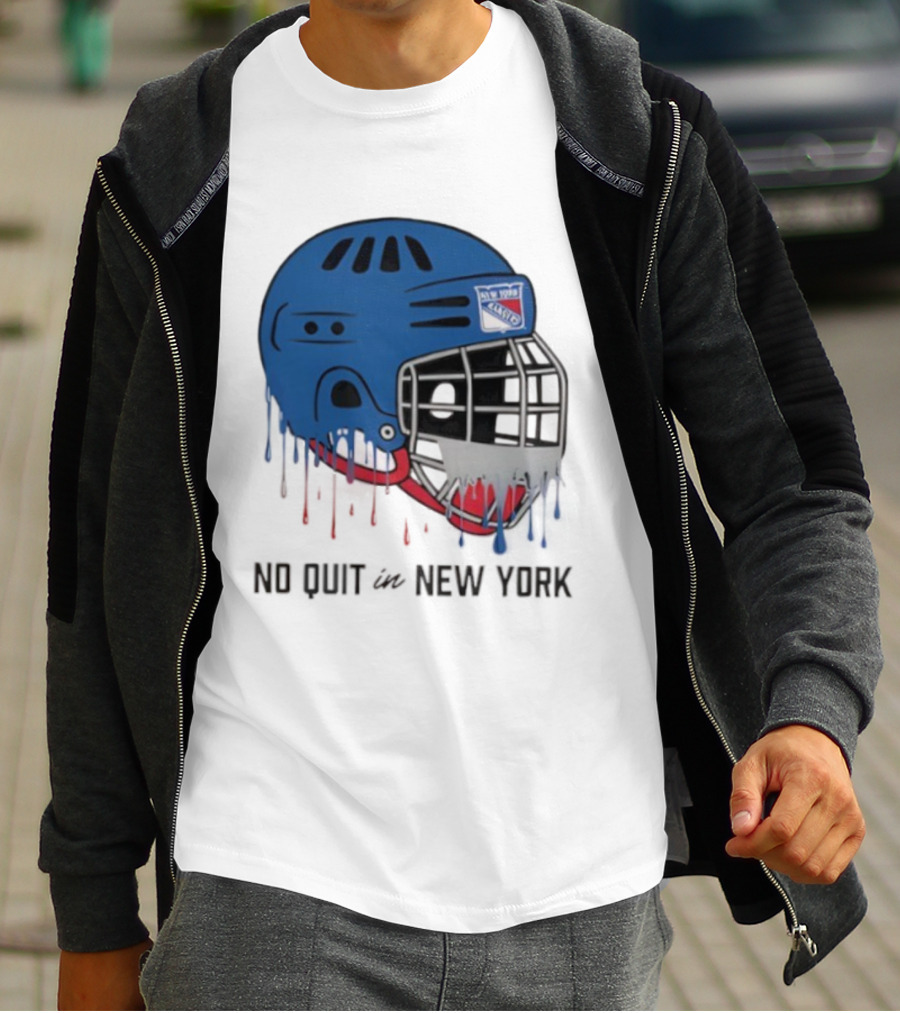 New York Rangers Drippy Helmet No Quit T-Shirt