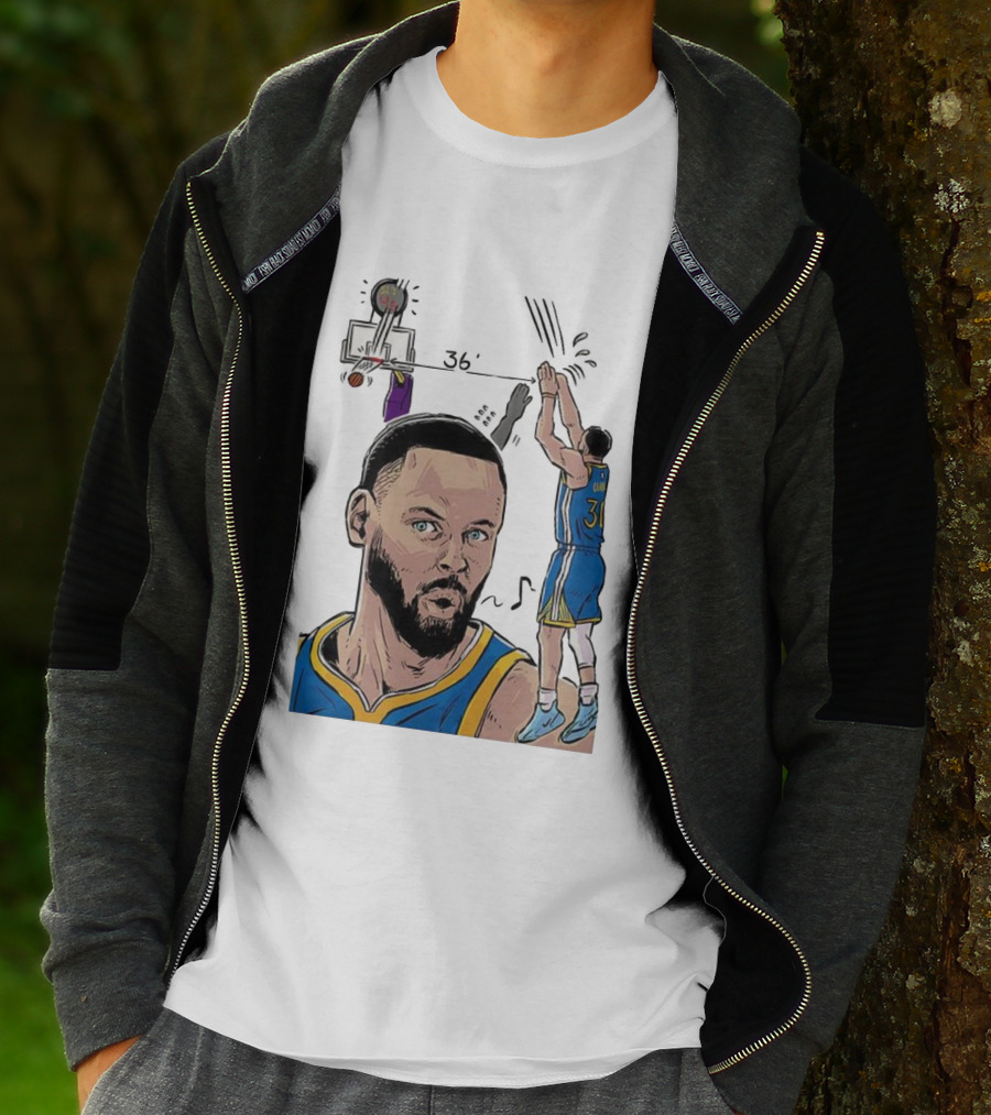 Stephen Curry Golden State Warriors NBA 36 Feet Comic Basketball Shot T-Shirt