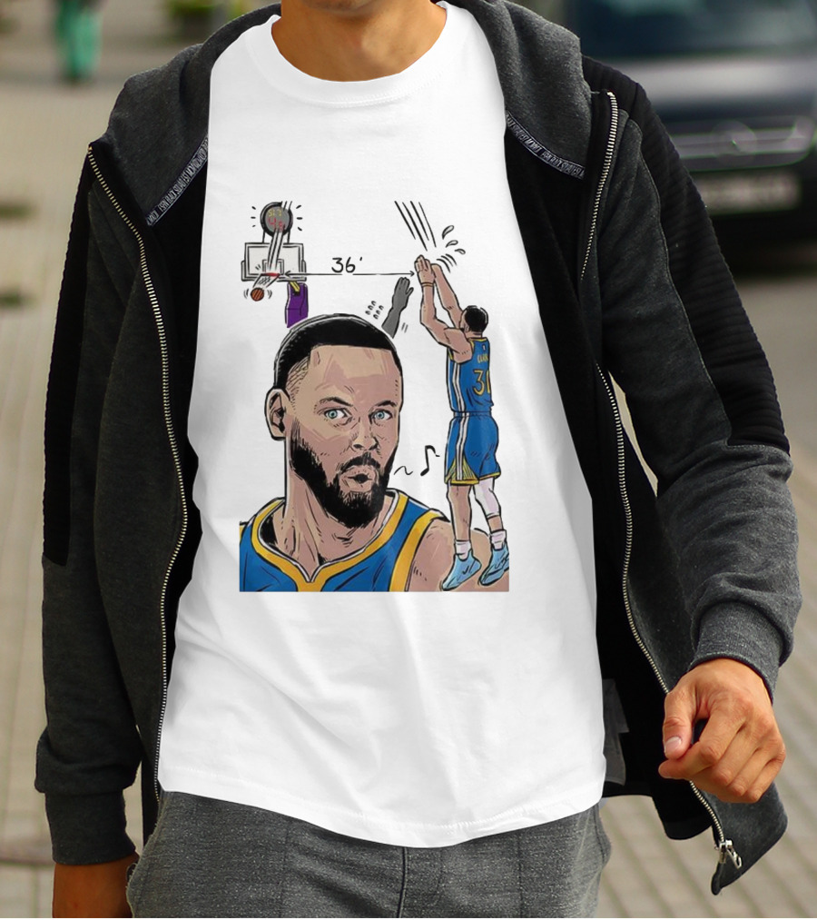 Stephen Curry Golden State Warriors NBA 36 Feet Comic Basketball Shot T-Shirt