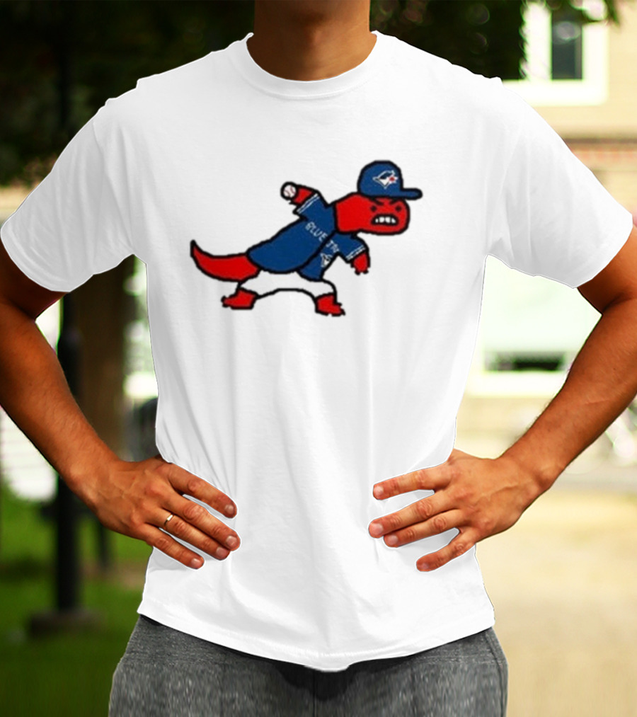 Toronto Raptors Blue Jays Crossover 2025 Mascot Baseball Throw T-Shirt