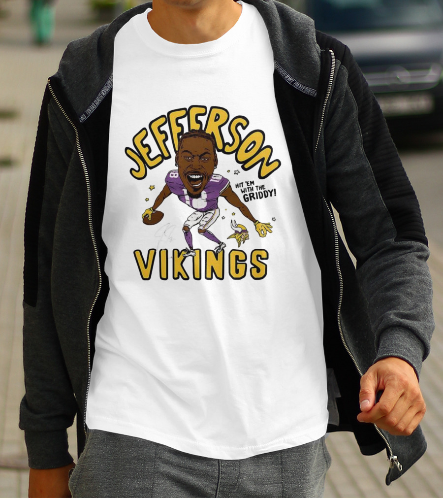 Jefferson Vikings Football Let’s Do The Griddy Player Caricature T-Shirt