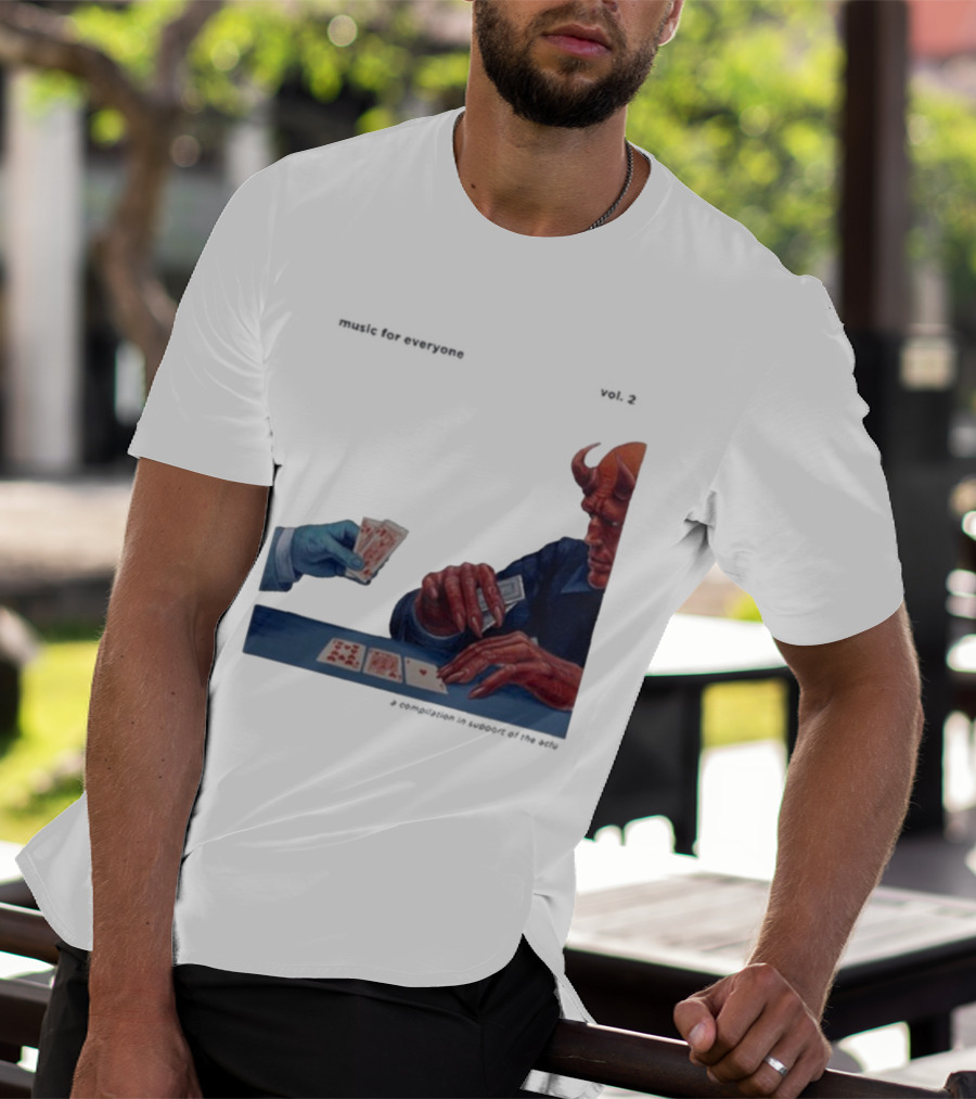 L.S. Dunes Music For Everyone Vol. 2 Satan Card Game Demon Illustration T-Shirt