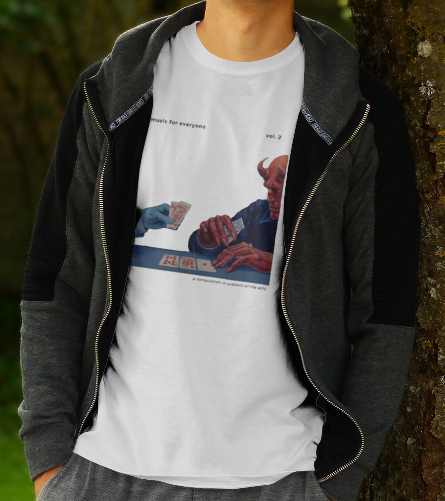 L.S. Dunes Music For Everyone Vol. 2 Satan Card Game Demon Illustration T-Shirt