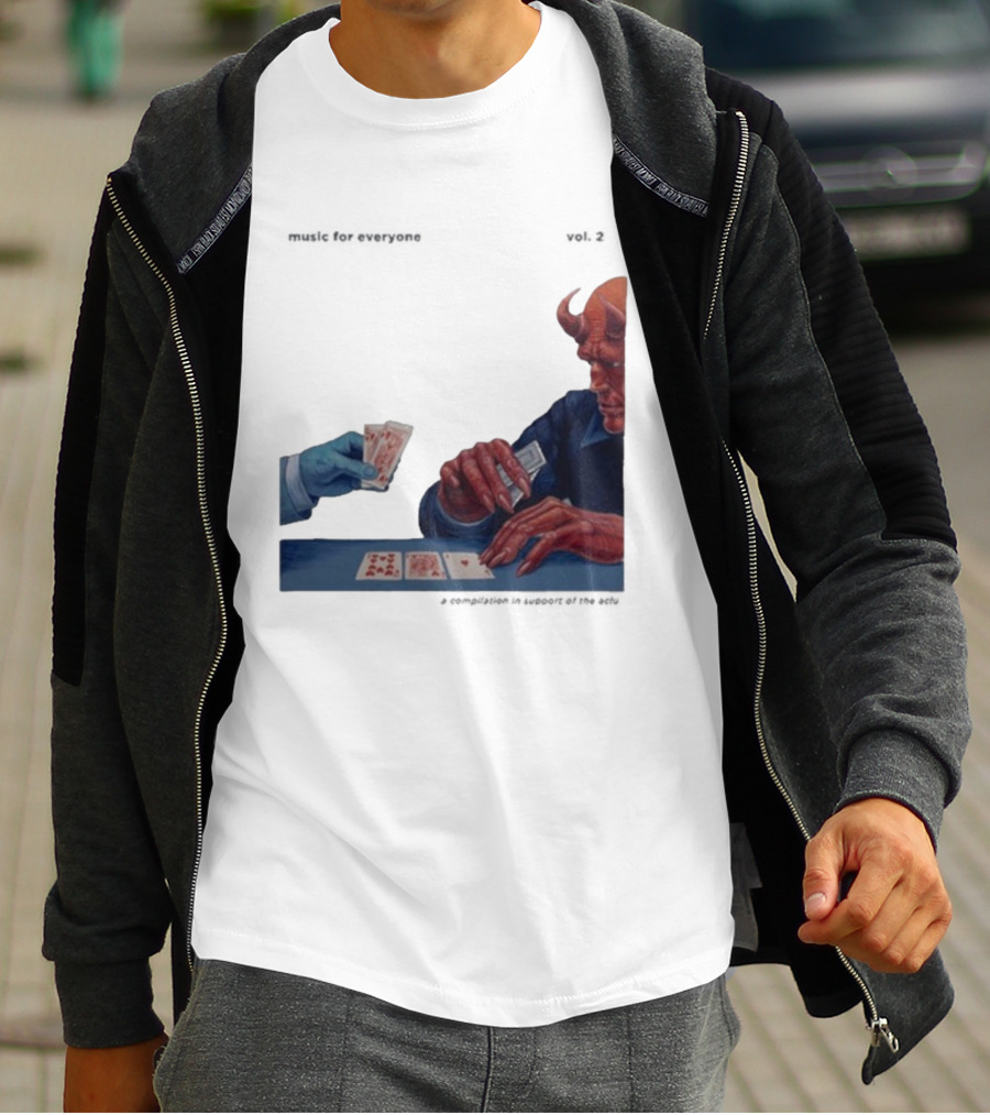 L.S. Dunes Music For Everyone Vol. 2 Satan Card Game Demon Illustration T-Shirt