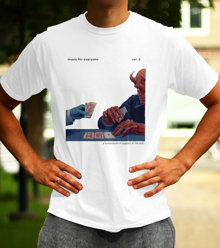 L.S. Dunes Music For Everyone Vol. 2 Satan Card Game Demon Illustration T-Shirt