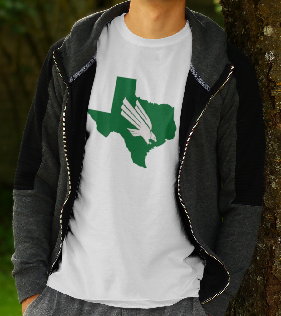 North Texas State Texas Diving Eagle Green Map T-Shirt
