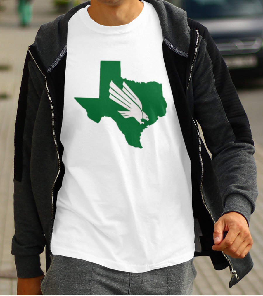 North Texas State Texas Diving Eagle Green Map T-Shirt