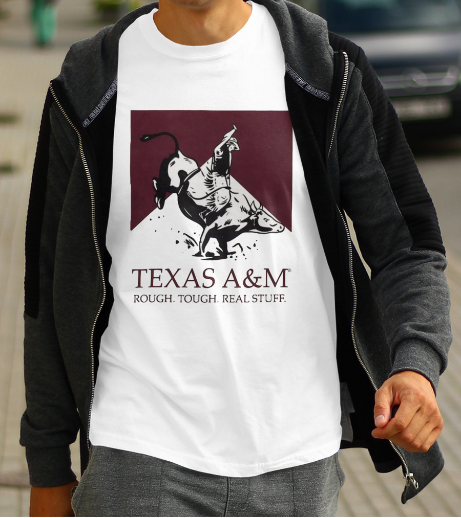 Texas A&M Rough Tough Real Stuff Bull Rider Retro T-Shirt