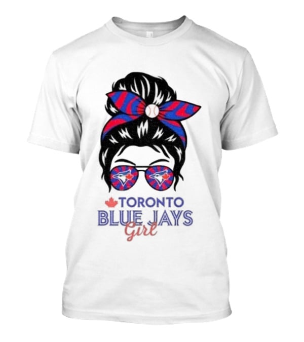 Toronto Blue Jays Girl Messy Bun Glasses Baseball Fans T-Shirt