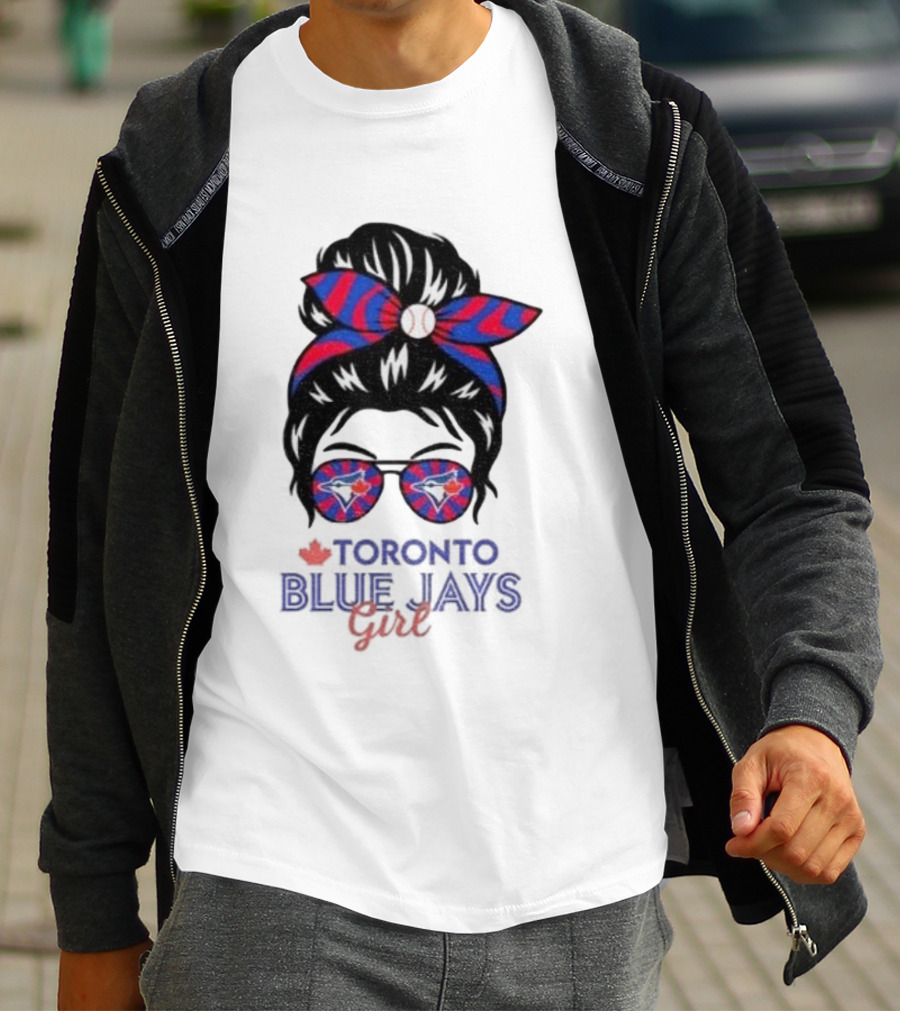 Toronto Blue Jays Girl Messy Bun Glasses Baseball Fans T-Shirt