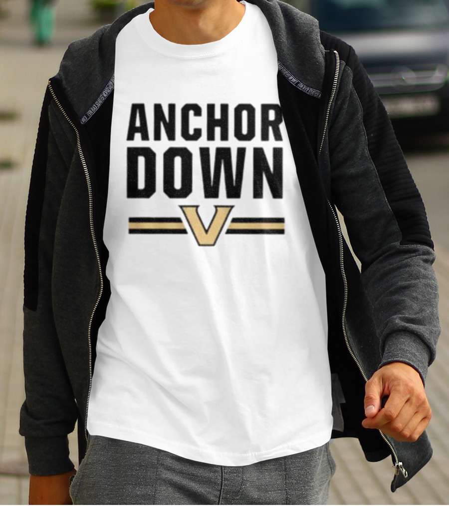 ANCHOR DOWN VANDERBILT COMMODORES V LOGO T-Shirt