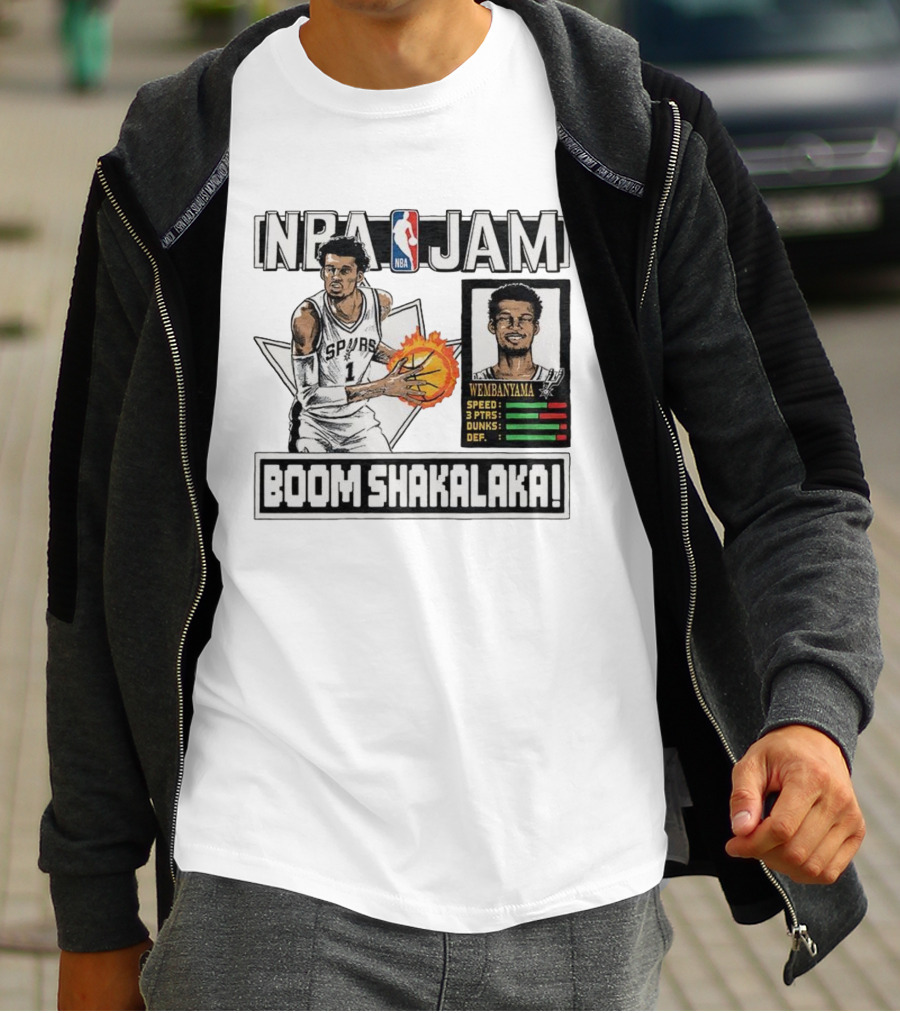 NBA Jam Boom Shakalaka Victor Wembanyama San Antonio Spurs T-Shirt