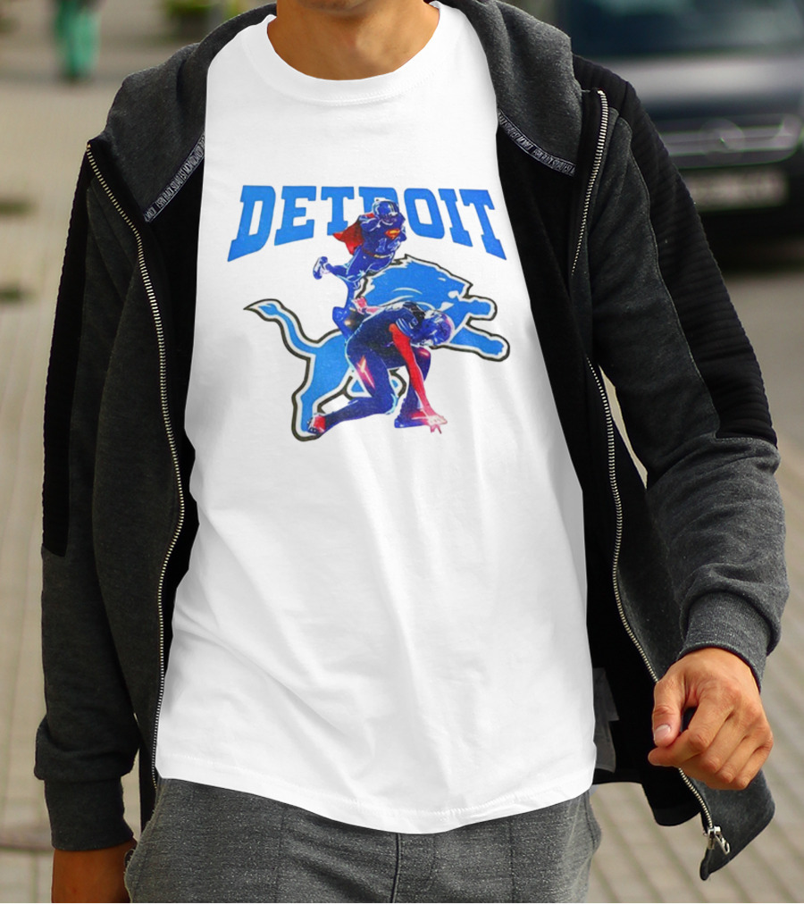 Detroit Lions Superman Crossover Athlete Leap T-Shirt