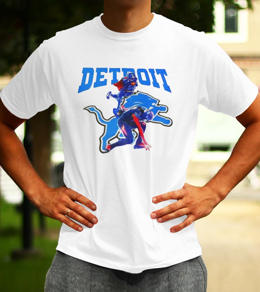 Detroit Lions Superman Crossover Athlete Leap T-Shirt